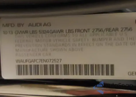 2014 Audi A6 3.0T Premium Plus from USA, damaged, VIN WAUFGAFC7EN072527